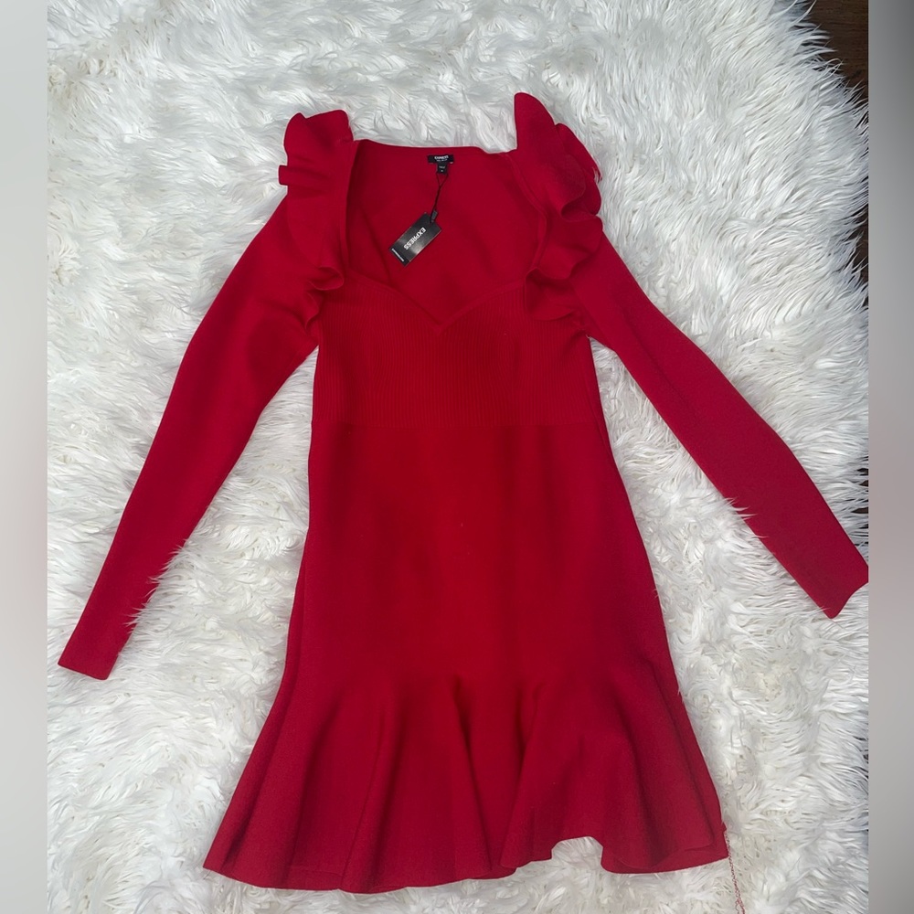 Red Express Flare dress with ruffles. Sad to let this one go.